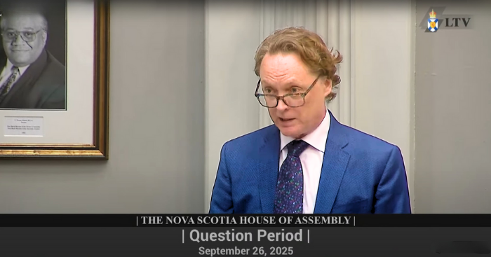 MLA Rod Wilson speaking at Province House during the fall sitting, September 2025